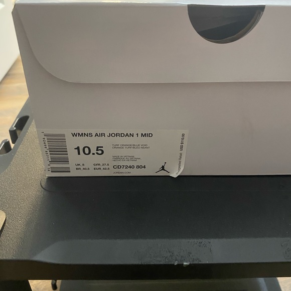 Air Jordan 1 Mid Orange/Navy Size 10.5 Shoes CD7240-804 with Box - Picture 7 of 10